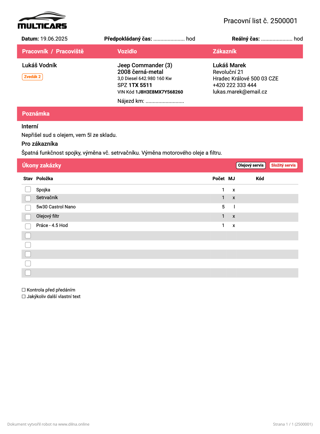 Pracovní list danger