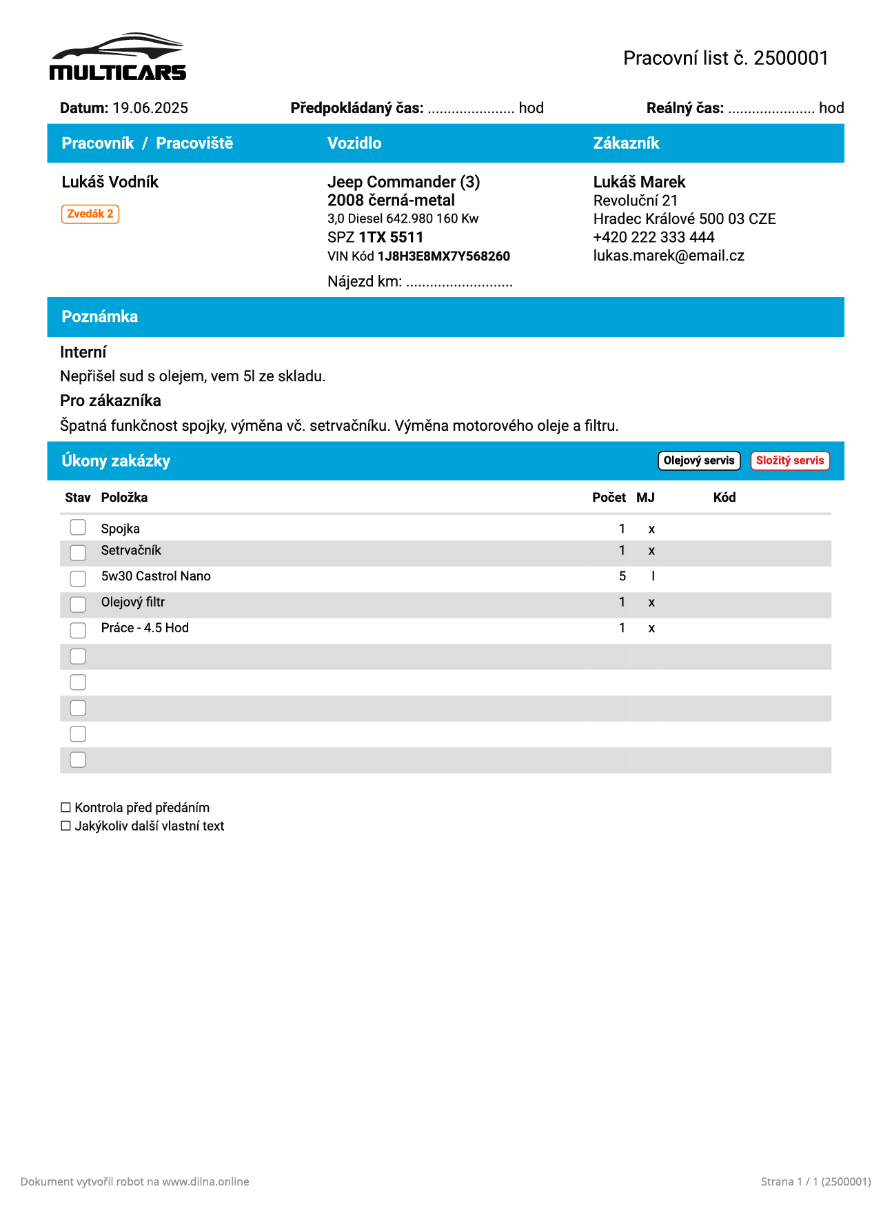 Pracovní list info