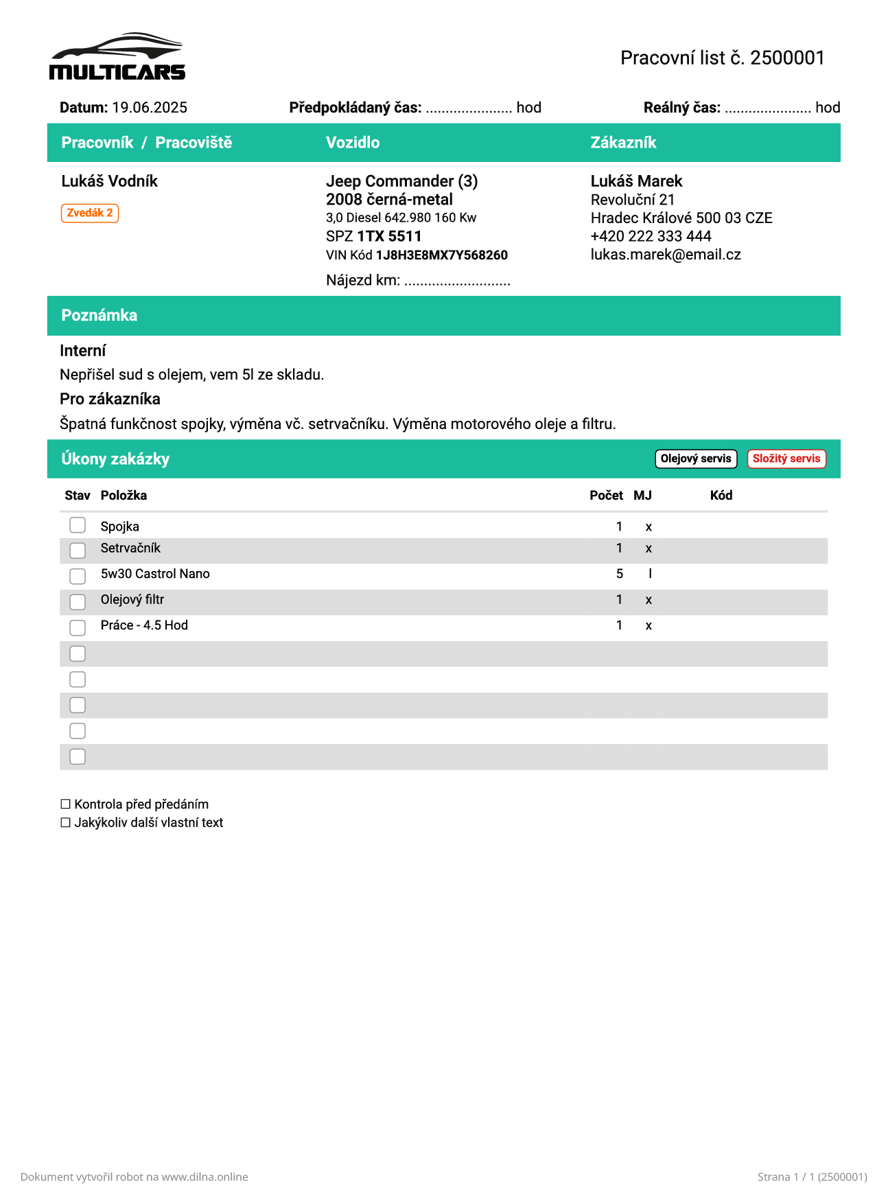Pracovní list success