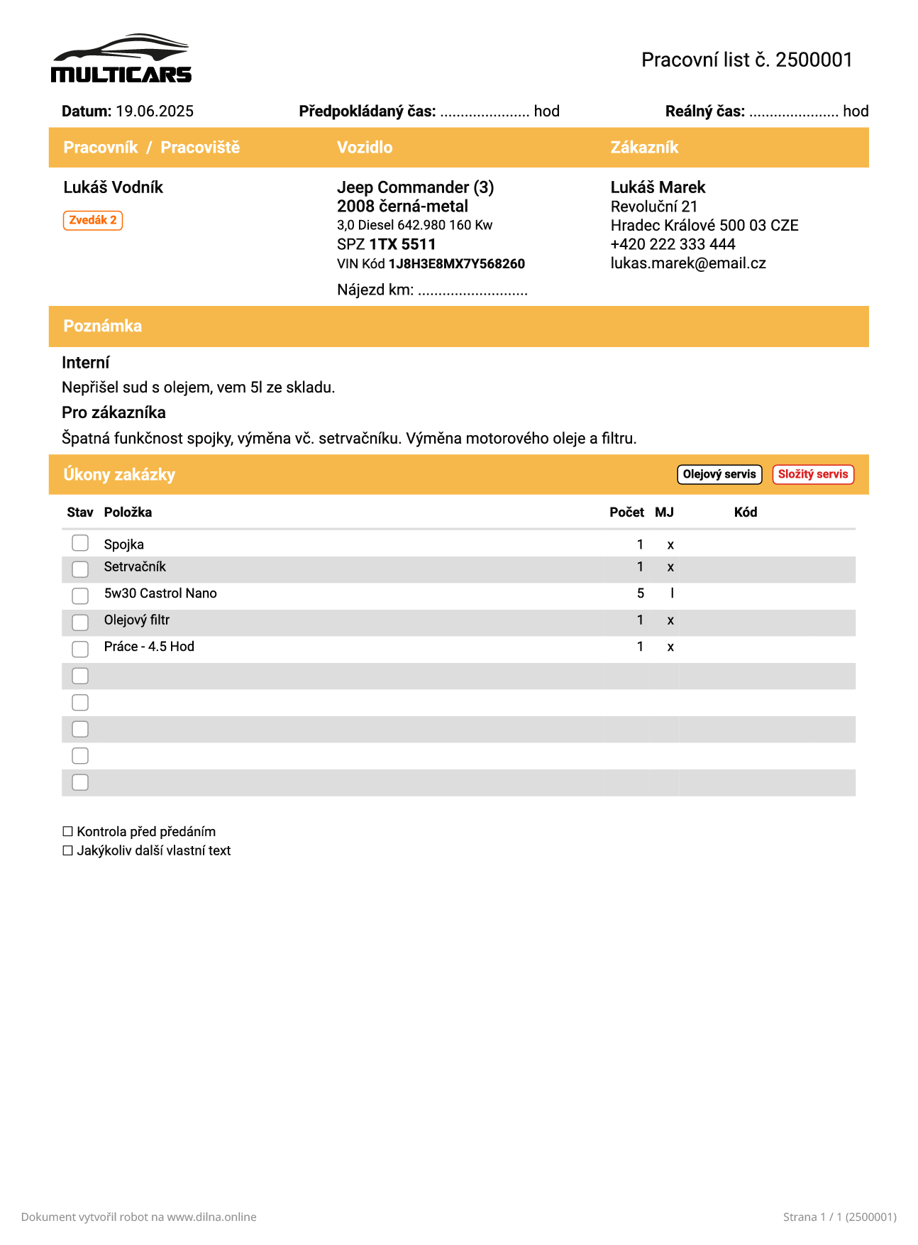 Pracovní list warning
